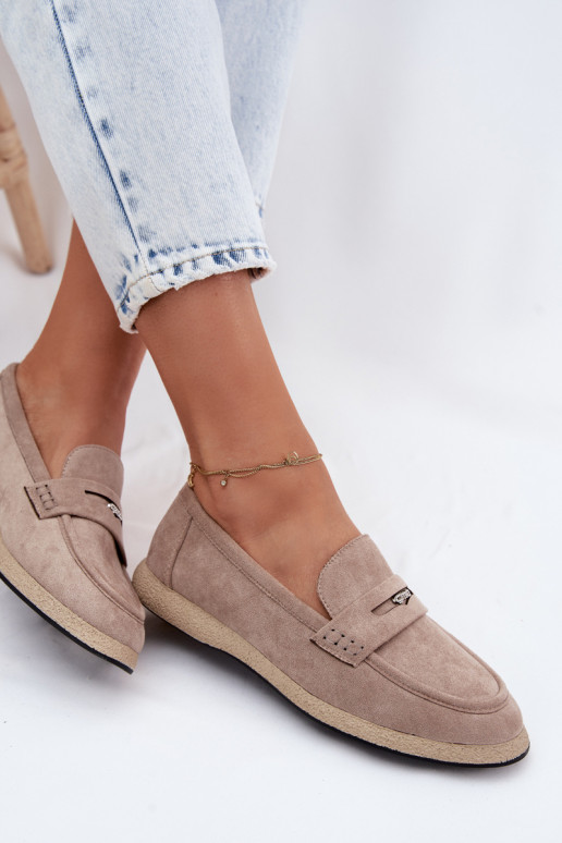 Women's Suede Imitation Moccasins Vinceza Beige