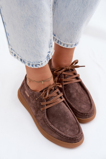 Brown faux suede shoes Vinceza 95391
