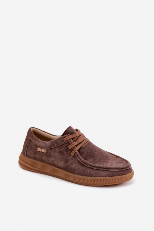 Brown faux suede shoes Vinceza 95391