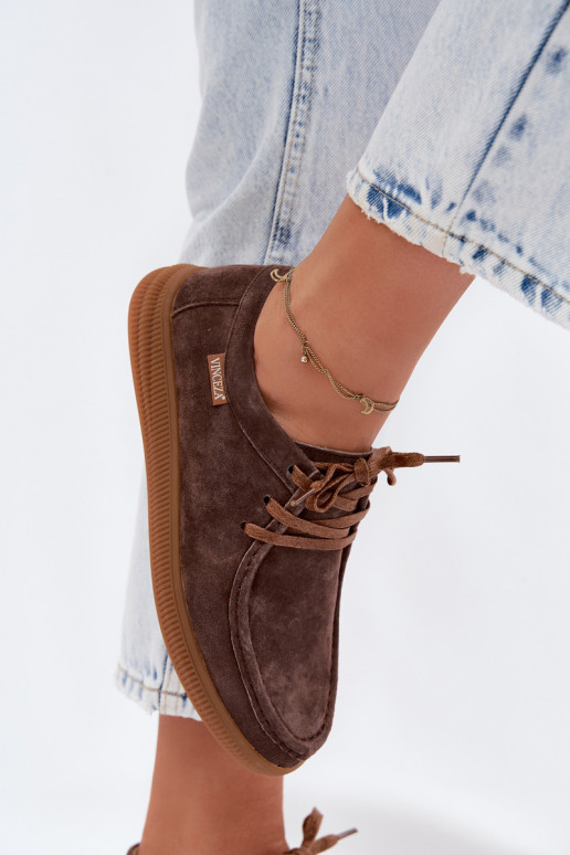 Vinceza 95391 Brown Leather Suede Shoes