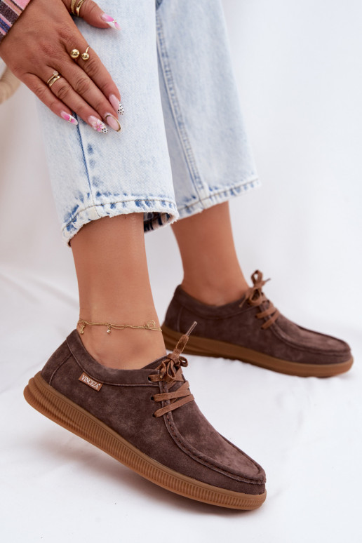 Vinceza 95391 Brown Leather Suede Shoes