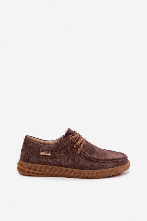 Vinceza 95391 Brown Leather Suede Shoes