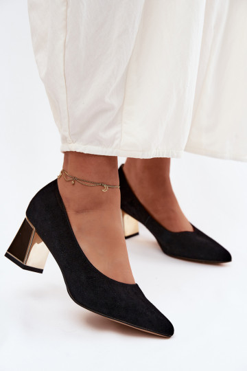 Vinceza Suede Heeled Shoes 66921 Black 2