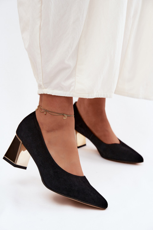 Vinceza Suede Heeled Shoes 66921 Black