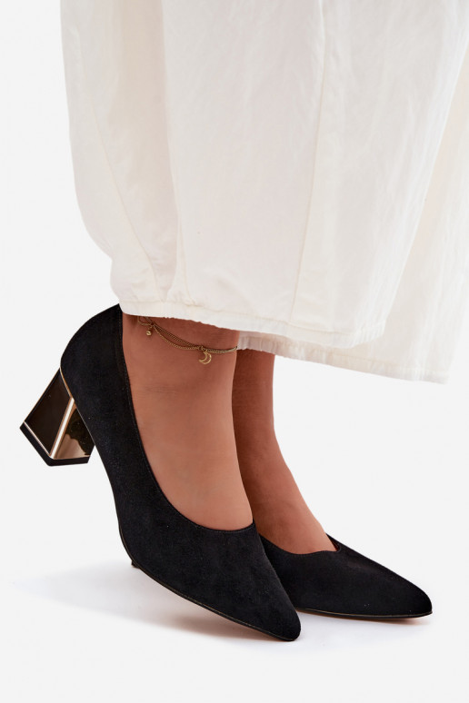 Vinceza Suede Heeled Shoes 66921 Black