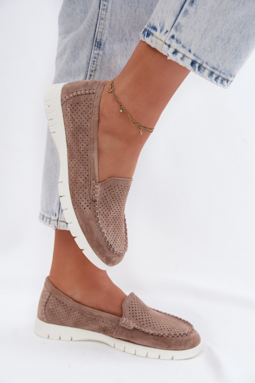 Sand faux suede women's moccasins Vinceza 95360