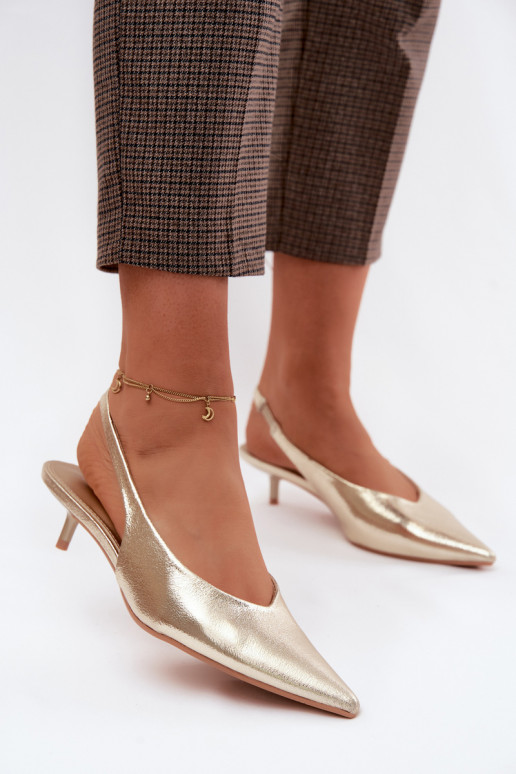 Women's Faux Leather Heeled Sandals Gold Averelle