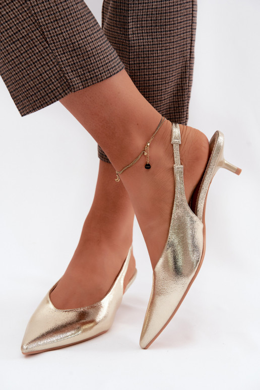 Women's Faux Leather Heeled Sandals Gold Averelle