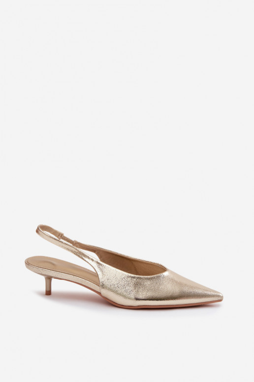 Women's Faux Leather Heeled Sandals Gold Averelle