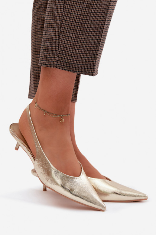 Women's Faux Leather Heeled Sandals Gold Averelle