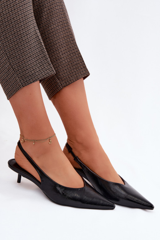 Black patent sandals with faux leather heels Averelle