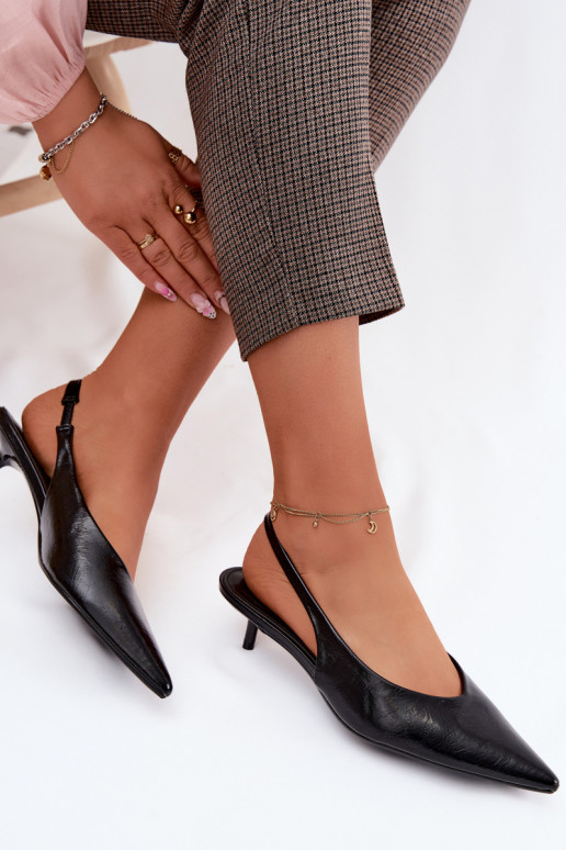 Patent Women's Faux Leather Heeled Sandals Black Averelle