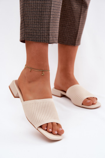 Material Women's Flat Low Heel Light Beige Belissea