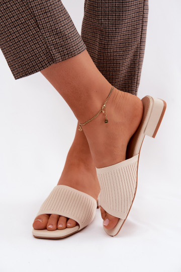 Material Women's Flat Low Heel Light Beige Belissea 2