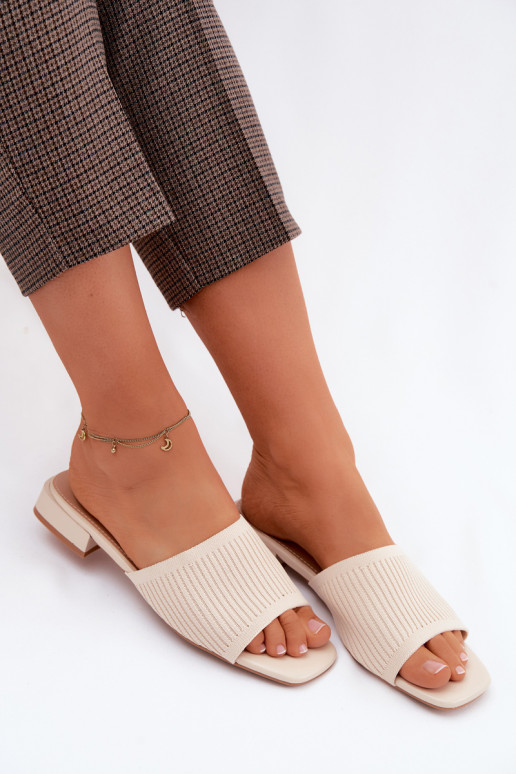 Material Women's Flat Low Heel Light Beige Belissea