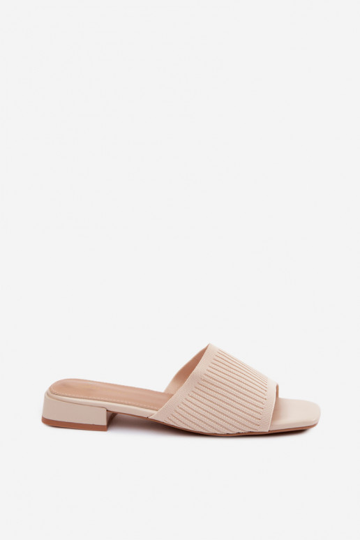 Material Women's Flat Low Heel Light Beige Belissea