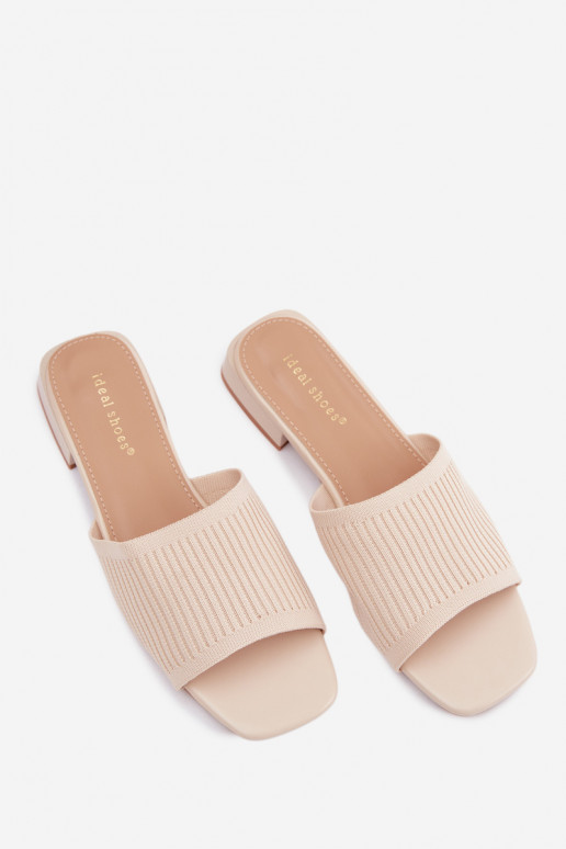 Material Women's Flat Low Heel Light Beige Belissea