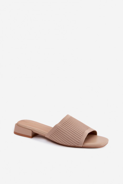 Material Women's Flat Dark Beige Slides Belissea
