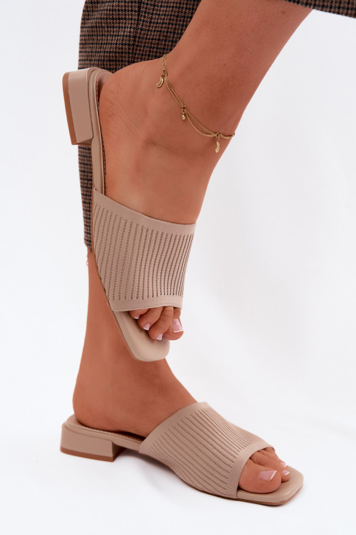 Sand-colored women's slippers with wide heels Belissea
