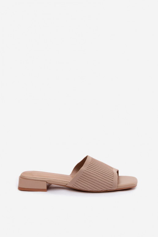 Material Women's Flat Dark Beige Slides Belissea