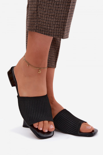 Material Women's Flat Black Slides Belissea