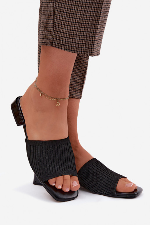Black women's slippers with wide heels Belissea