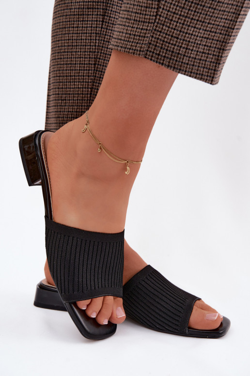 Material Women's Flat Black Slides Belissea