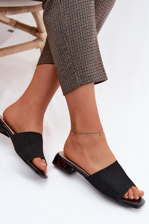 Material Women's Flat Black Slides Belissea