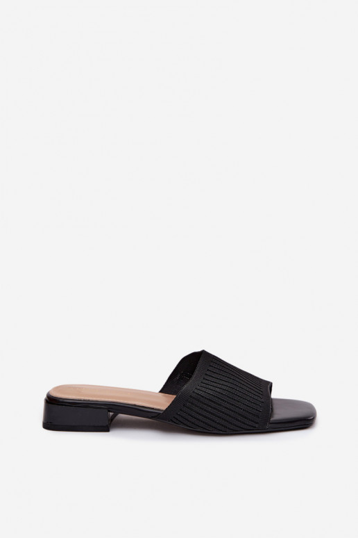 Black women's slippers with wide heels Belissea