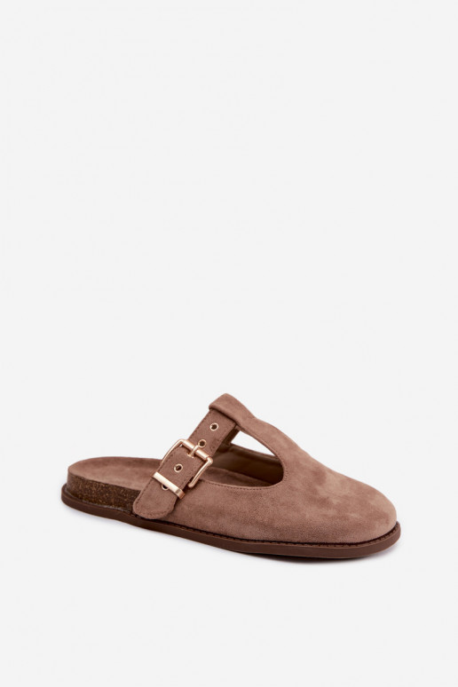 Women's slippers in faux suede in sand color Melvia