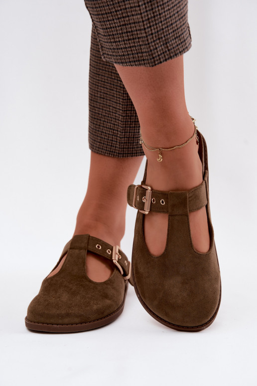 Klapki Damskie MulewithImitacji Zamszu Ciemnozielone Melvia