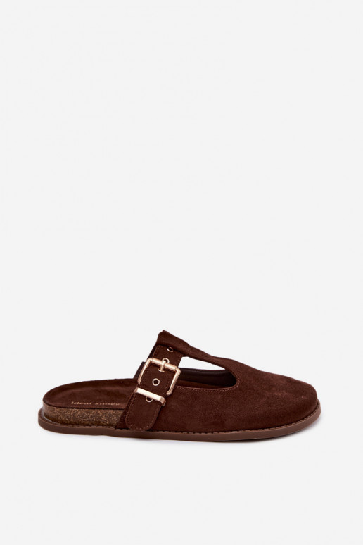 Women's Mules Chocolate Suede Imitation Melvia