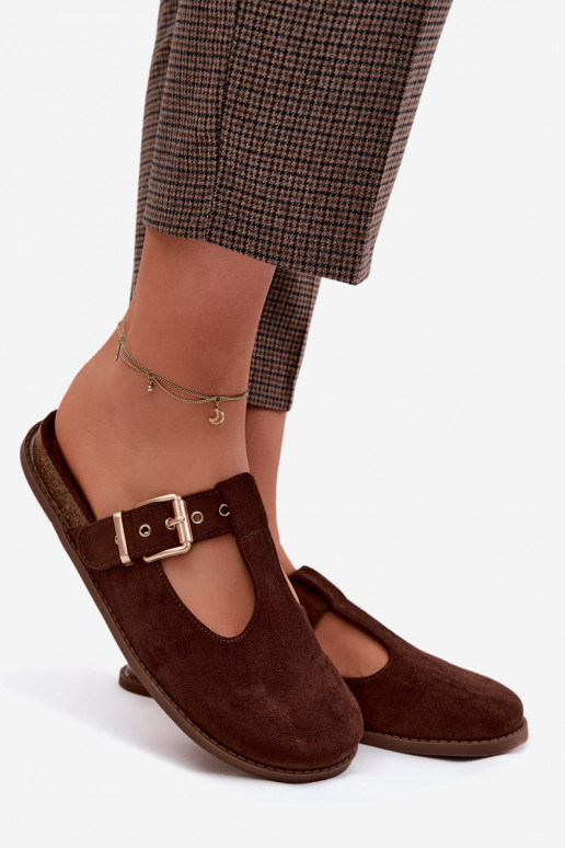 Women's Mules Chocolate Suede Imitation Melvia