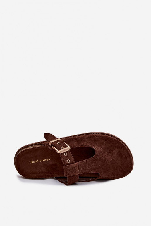 Women's Mules Chocolate Suede Imitation Melvia