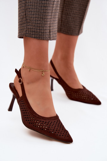 Women's Open-Toe Heeled Sandals Made of Faux Suede Chocolate Velvia 2