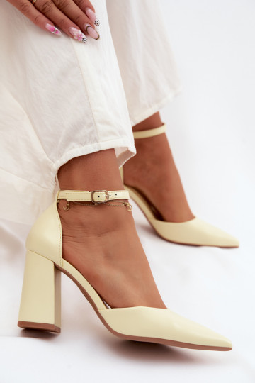 Yellow Block Heel Shoes Selvra