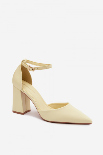 Yellow Block Heel Shoes Selvra 2