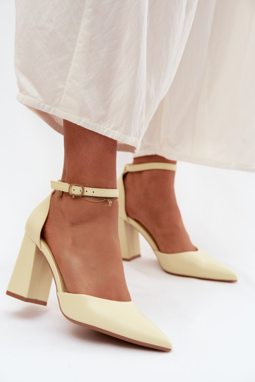Yellow Block Heel Shoes Selvra