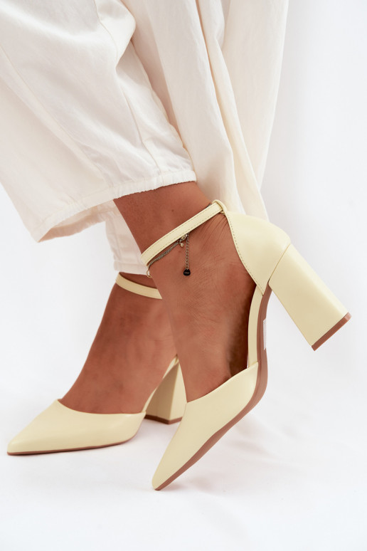 Yellow Block Heel Shoes Selvra