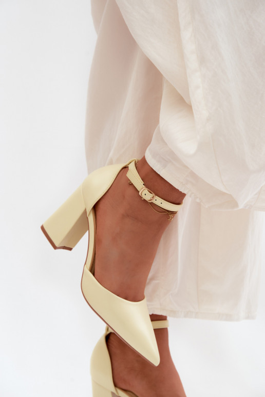 Yellow Block Heel Shoes Selvra