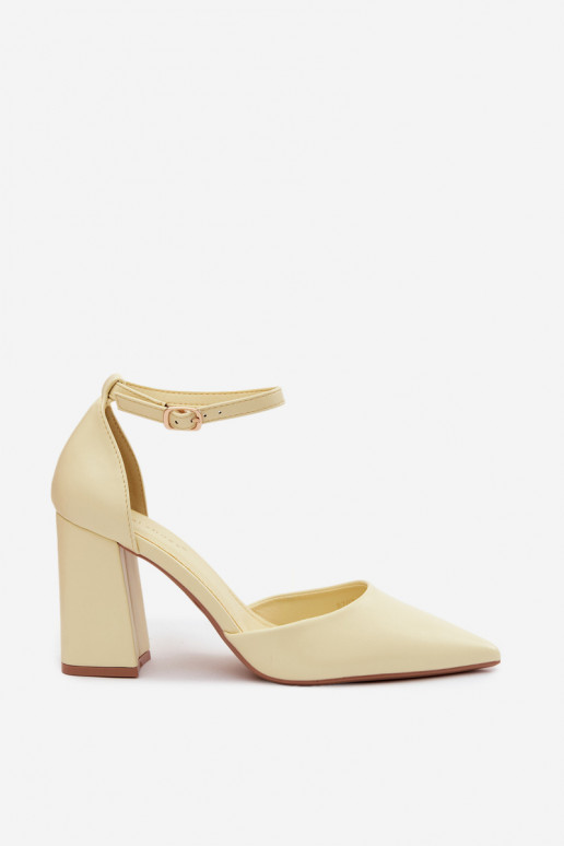 Yellow Block Heel Shoes Selvra