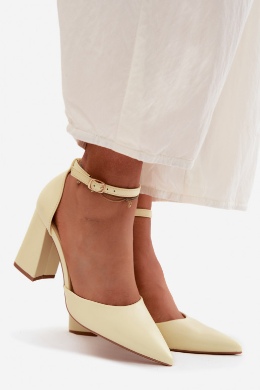Yellow Block Heel Shoes Selvra