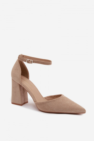 Beige Block Heel Shoes Selvra 2