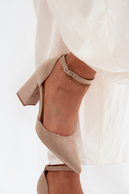 Beige Block Heel Shoes Selvra