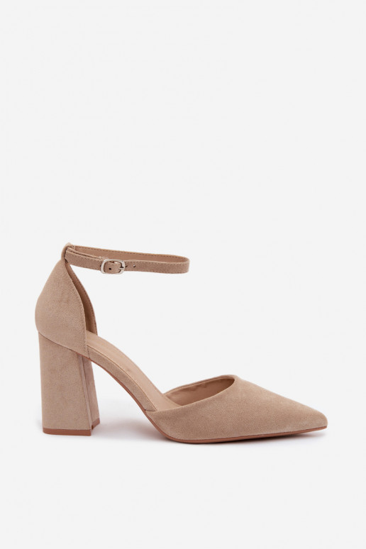 Beige Block Heel Shoes Selvra