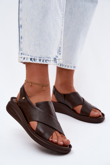 Zazoo 40392 Leather Women's Chocolate Sandals