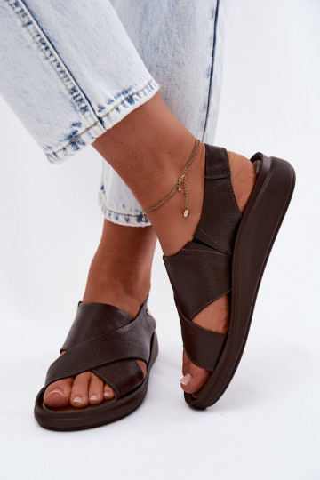 Zazoo 40392 Leather Women's Chocolate Sandals 2