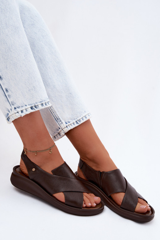 Zazoo 40392 Leather Women's Chocolate Sandals