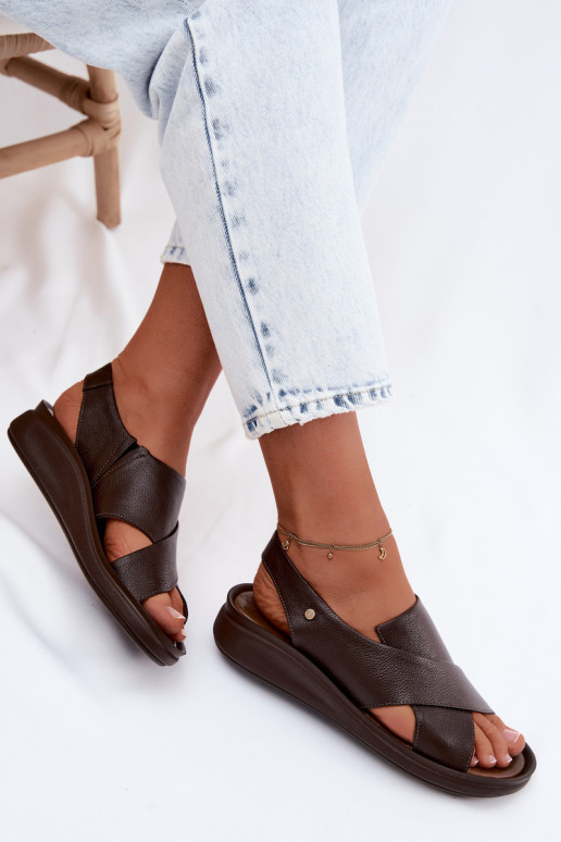 Zazoo 40392 Leather Women's Chocolate Sandals