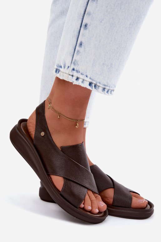 Zazoo 40392 Leather Women's Chocolate Sandals